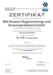 BRG Zertifikat DVGW Regelwerk W120